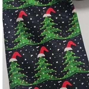 Alfonso Laporta #15 Green Christmas Tie Christmas Tree Santa Hat 100% Silk